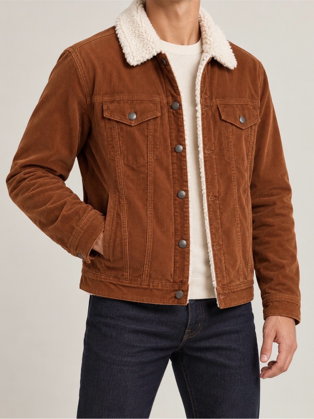 Express Corduroy & Sherpa Trucker Jacket Brown Size Small